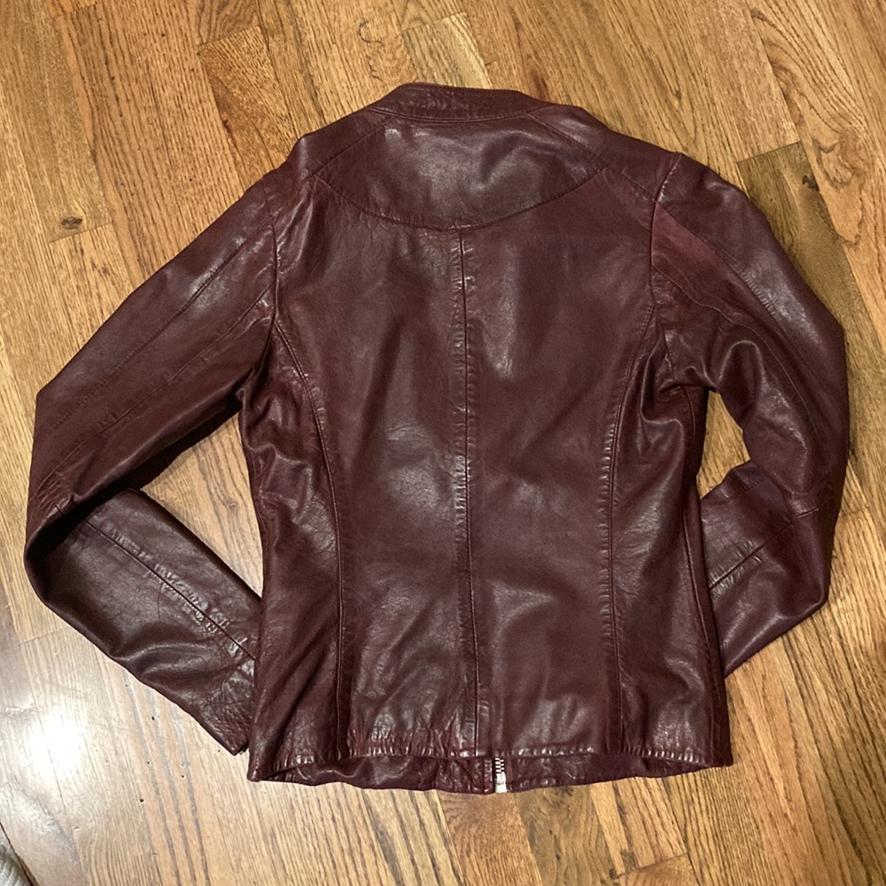 DOMA Biker Real Lamb Nappa Leather Jacket XS - Burgundy/Oxblood - Picture 7 of 9